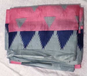Pink & Grey Design Saree