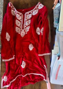 Elegant Red Embroidered Kurta
