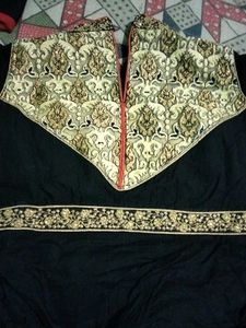 Elegant Black &amp; Gold Anarkali Suit
