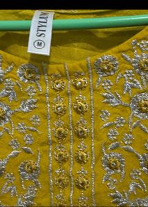 stylum Yellow Embroidered Kurta