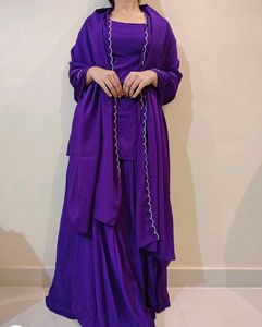 Anayna Purple Short Kurti Set with Skirt &amp; Dupatta