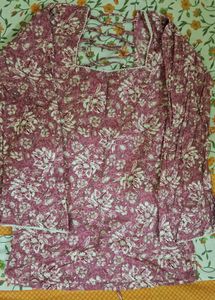 Pink Floral Print Kurta Top
