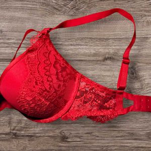 Next UK Padded Underwired Red Lace Pushup Bra