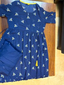 Chic Navy Blue Printed Anarkali kurta