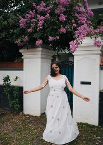 Chic White soft girl Embroidered Maxi Dress 🤍