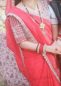 Elegant Pink Silk Saree with Embellished Blouse