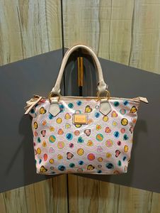 Cute Pink Heart & Circle Print Handbag
