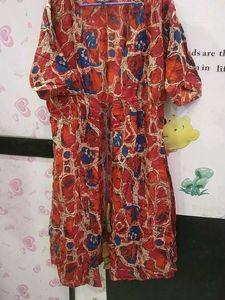 Red Printed shrug Dress 7
