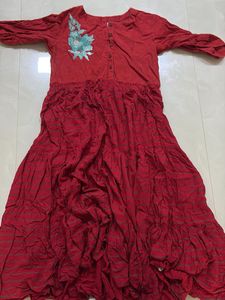 Red Embroidered Kurta