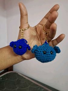 Handmade Blue Crochet Keychain