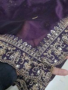 Elegant Purple Saree with Embroidery