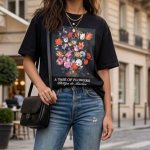 MAX Artistic Floral Print Graphic Tee