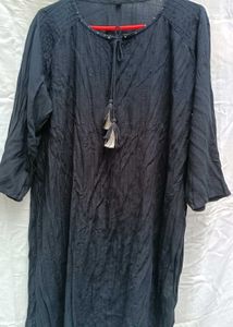 Black Kurta Top with Embellished Neckline