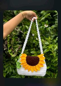 Crocheted Sunflower Crossbody Bag