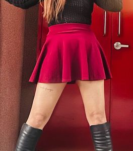 Cute Pleated Red Mini Skirt