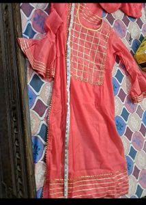 Beautiful Coral Kurta with pant and dupatta