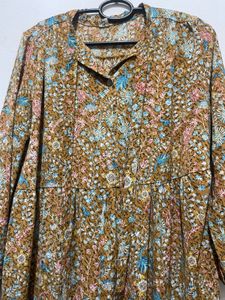 Korean Floral Print Tiered Dress