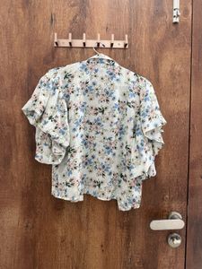 Sheer Floral butterfly Sleeve top