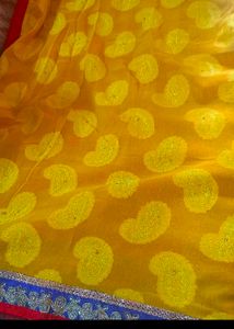 Vibrant Yellow Saree with Embellished Border
