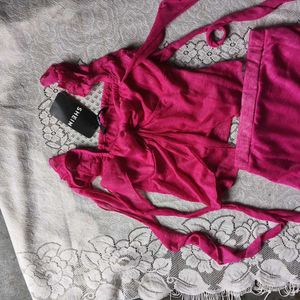 Shein coord 💞Pink Velvet Ruffle Dress