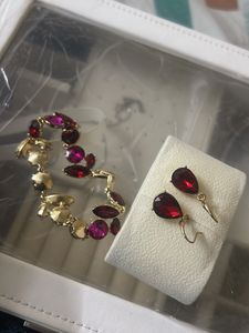Elegant Gemstone Bracelet and Earrings Set