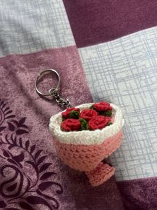 Crochet Strawberry Bouquet Keychain