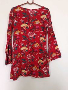 Vibrant Floral Print Long Sleeve kurti