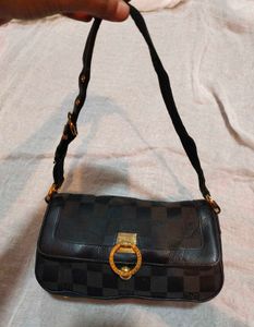metrocity Vintage Chic Black Monogram Hobo Bag