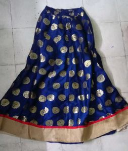 Blue Gold Print Ethnic Skirt