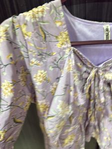 Chic Lavender Floral Tie-Front Top