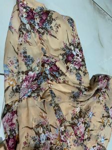 Sheer Floral Puff Sleeve Wrap Top