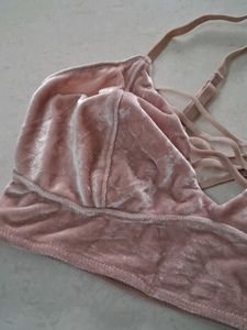 Pink Velvet Criss-Cross Bralette