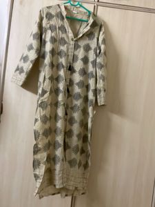 Beige Printed Kurta