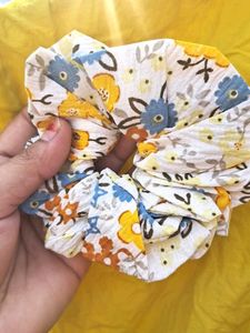Yellow Floral Print Scrunchie
