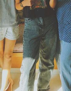 Grey Denim Wide Leg Jeans