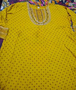 Embellished Yellow Kurta Set