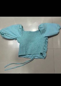 Baby Blue Ruched Crop Top
