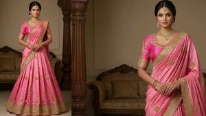 Elegant Pink Silk Saree with Gold Border