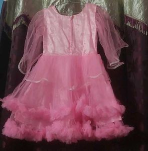 Stylish baby pink colored party wear frock