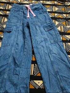 Blue Denim Cargo Pants