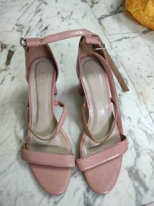 Stylish Cream Chain Detail Block Heels