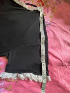 Comfortable Black Nightgown with Lace Trim