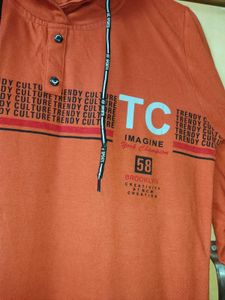 Men's Rust Graphic Full Sleeve T-Shirt | Size 36 |