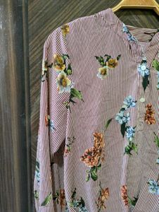 Striped Floral Print Top