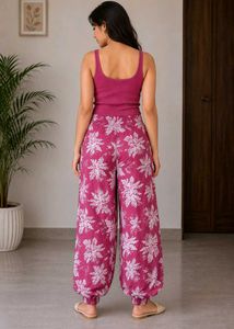 Maroon Floral Print Palazzos