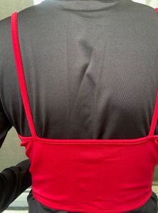 Red Corset Style Top with Zipper