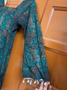 Green &amp; Black Printed Kurta