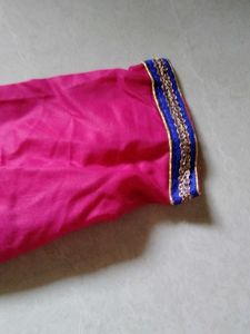 Elegant Pink Blouse with Blue Border