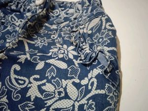 Blue Floral Print Denim Jeans