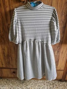 Vintage Plaid Mock Neck Dress